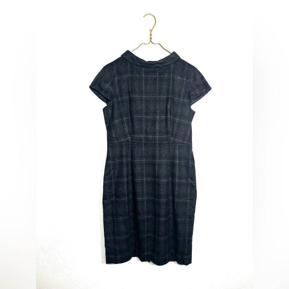 Kate Hill dark gray plaid Sheath Midi Dress with Mock Neck size 8P